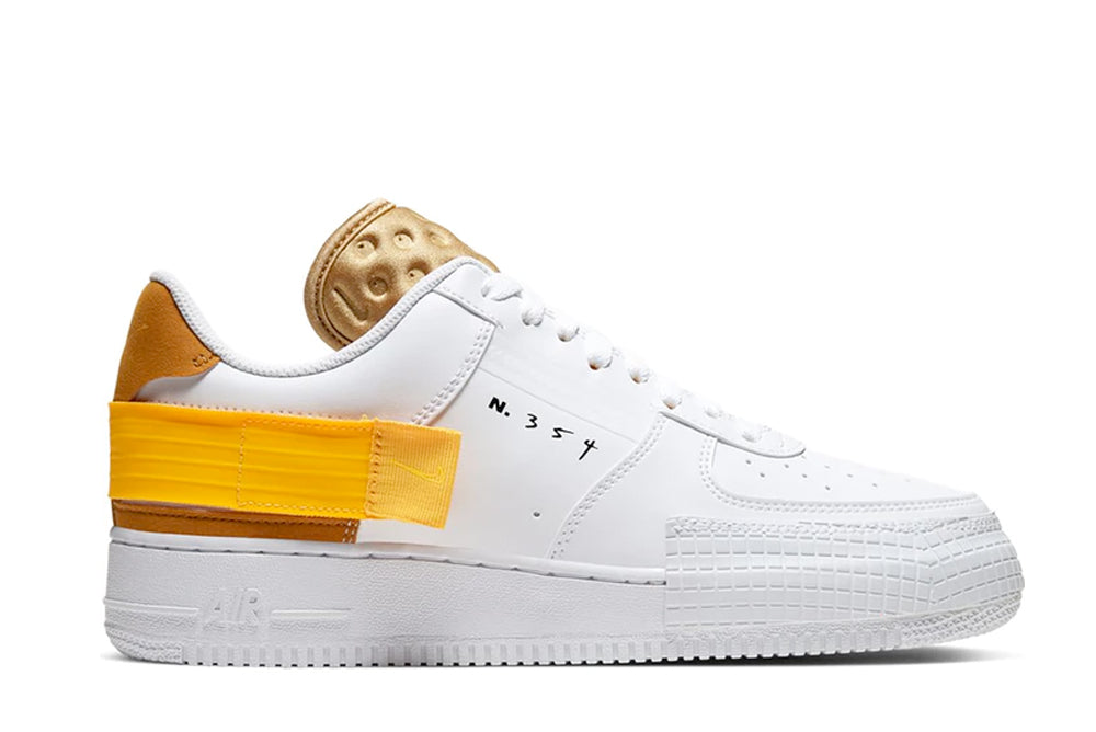 Nike Air Force 1 Type White/Gold Suede-Club Gold-University Gold